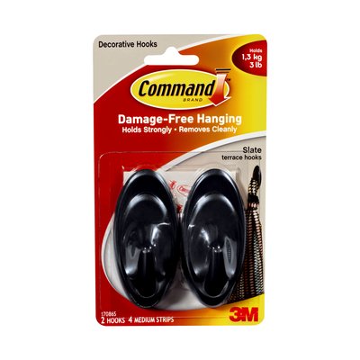 3M Command: Outdoor Medium Slate Terrace Hooks (Slate Gray)