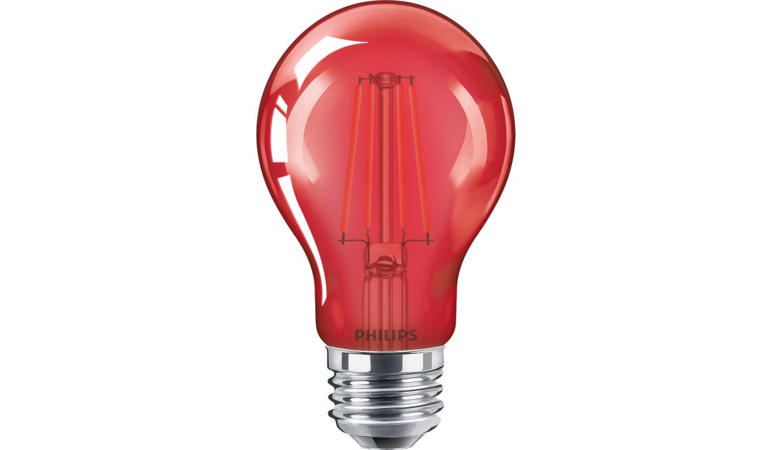Philips 4A19/PER/RED/G/E26/ND 4/1PF 568832 4W LED A19 Party Bulb Red 120V E26 Base Non-Dimmable (929001937053)