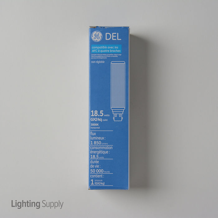 GE LED19GX24Q-H/830 LED 18.5W 1850Lm 80 CRI 4-Pin Plug-In GX24q Non-Dimmable Indoor Damp Horizontal Mount 3000K (39282)