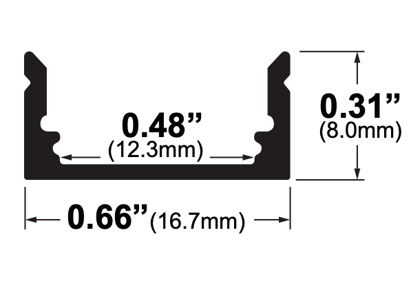 specialtyLED Linear Channel Extruded Aluminum Surface Mount With Dome Lens Milky White Polycarbonate Lens [2] Endcaps Clear Anodized Silver (LCH-1971)