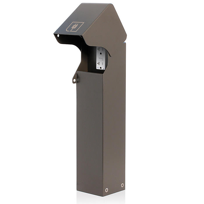 Leviton Power Pedestal Kit 1-Gang 20A GFCI Surface Mount Lockable Flush Hinged Top 18 Inch Bronze (1PF18-1Z)