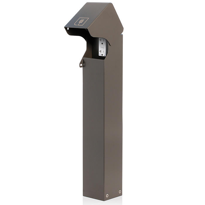 Leviton Power Pedestal Kit 1-Gang 20A GFCI Surface Mount Lockable Flush Hinged Top 24 Inch Bronze (1PF24-1Z)