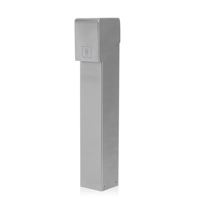 Leviton Power Pedestal Kit 1-Gang 20A GFCI Surface Mount Lockable Flush Hinged Top 24 Inch Brushed Stainless Steel (1PF24-1S)