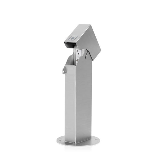 Leviton Power Pedestal Kit 1-Gang 20A GFCI Surface Mount Lockable Hinged Top 18 Inch Brushed Stainless Steel (1PH18-1S)