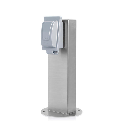 Leviton Power Pedestal Kit 1-Gang 20A GFCI Surface Mount Standard No Hinged Top 18 Inch Brushed Stainless Steel (1PS18-3S)