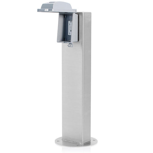 Leviton Power Pedestal Kit 1-Gang 20A GFCI And In-Use Cover Surface Mount 24 Inch Brushed Stainless Steel (1PS24-3S)