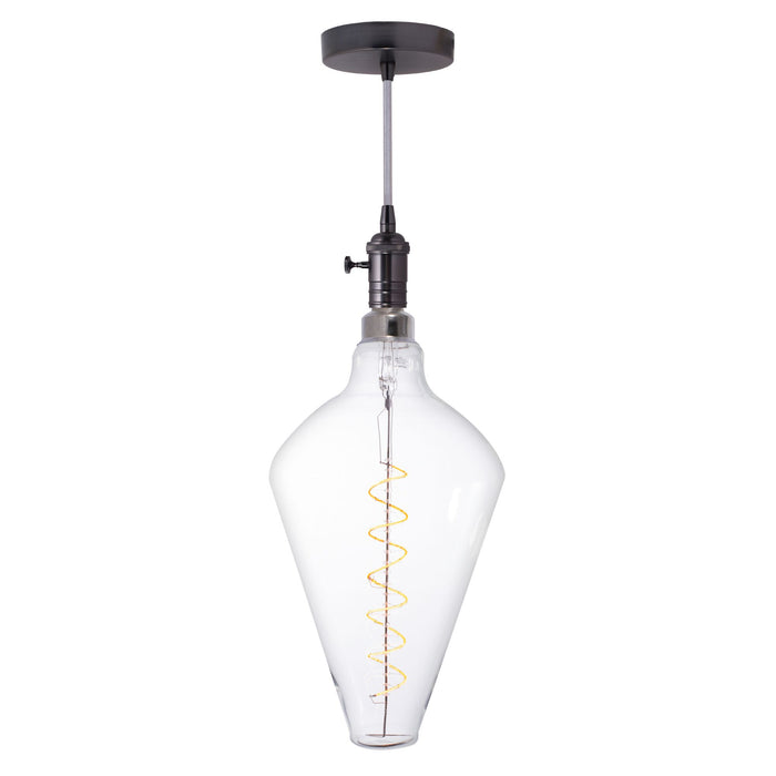 Bulbrite LED4DIA/22K/FIL/PEND/HW/VINTAGE/GM-SILV 4W LED Diamond Shaped Grand 2200K Filament With Gunmetal Black Pendant Silver String (810166)