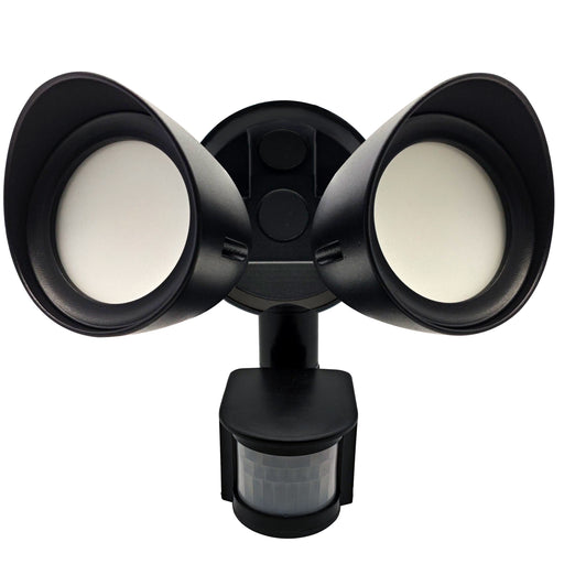 Bulbrite LED24SEC/2RHBL/MO/40K 24W LED Security Light 2-Head 4000K 2000Lm 80 CRI 120V Non-Dimmable With Motion Sensor Aluminum Black (773703)