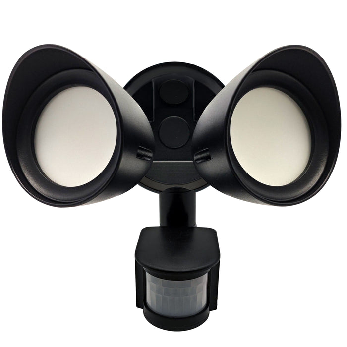 Bulbrite LED24SEC/2RHBL/MO/40K 24W LED Security Light 2-Head 4000K 2000Lm 80 CRI 120V Non-Dimmable With Motion Sensor Aluminum Black (773703)