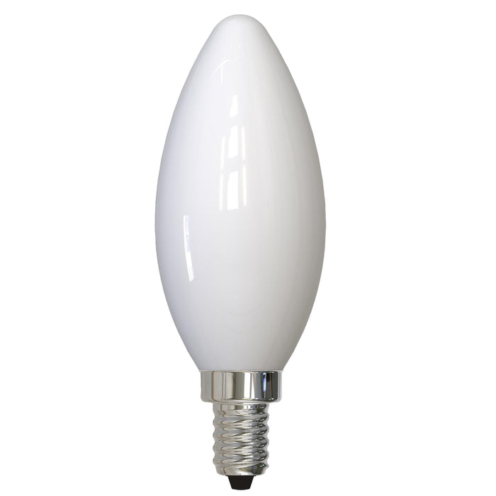 Bulbrite LED6B11/40K/FIL/M/3 6.5W LED B11 Filament Bulb E12 Base 4000K 750Lm 120V 90 CRI 320 Degree Beam Angle Dimmable Milky (776968)