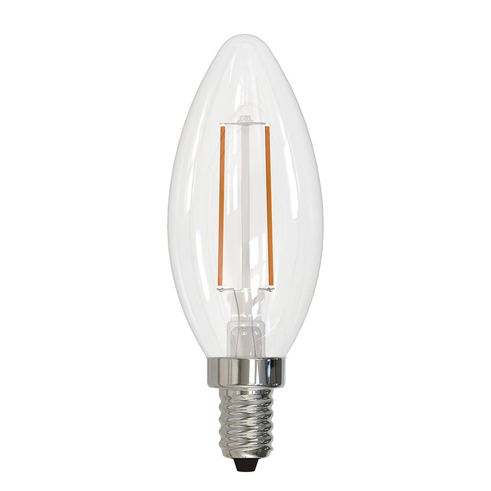Bulbrite LED4B11/40K/FIL/D/B/2 4.1W LED B11 Filament Bulb E12 Base 4000K 400Lm 120V 80 CRI 310 Degree Beam Angle Dimmable Clear (776202)