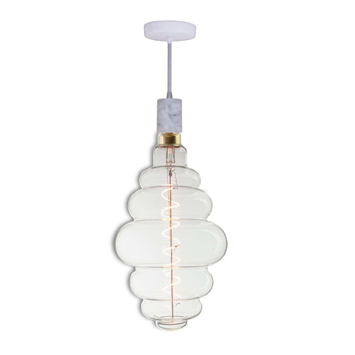 Bulbrite LED4BH/22K/FIL/PEND/HW/NAT/WHT-SILV 4W LED Beehive Shaped Grand 2200K Filament With White Marble Pendant White String (810176)