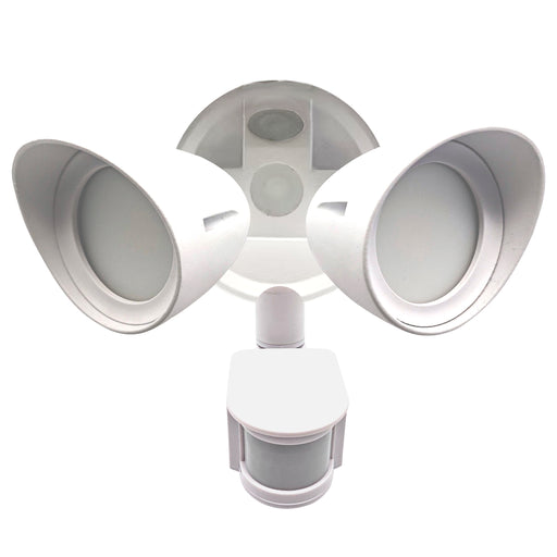 Bulbrite LED24SEC/2RHWH/MO/40K 24W LED Security Light 2-Head 4000K 2200Lm 80 CRI 120V Non-Dimmable With Motion Sensor Aluminum White (773702)