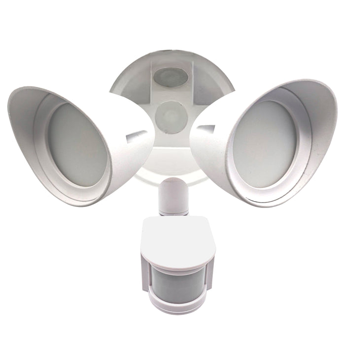 Bulbrite LED24SEC/2RHWH/MO/40K 24W LED Security Light 2-Head 4000K 2200Lm 80 CRI 120V Non-Dimmable With Motion Sensor Aluminum White (773702)