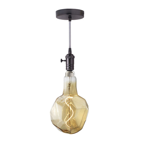 Bulbrite LED4GLACIER/20K/FIL-NOS/PEND/HW/VINTAGE/GM-SILV 4W LED Glacier Natural Shaped Grand 2200K Filament With Gunmetal Black Pendant Silver String (810168)