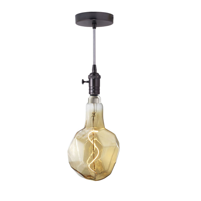 Bulbrite LED4GLACIER/20K/FIL-NOS/PEND/HW/VINTAGE/GM-SILV 4W LED Glacier Natural Shaped Grand 2200K Filament With Gunmetal Black Pendant Silver String (810168)