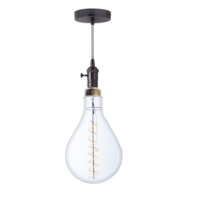 Bulbrite LED4PS52/22K/FIL/PEND/HW/VINTAGE/GM-SILV 4W LED Pear Shaped Grand 2200K Filament With Gunmetal Black Pendant Silver String (810165)