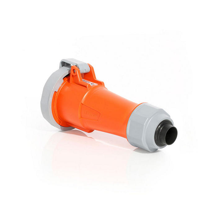 Leviton 20 Amp 125/250V 3-Hase 3-Pole 4-Wire Pin And Sleeve Connector With Screwless Clamp Assembly NSF Industrial Grade Watertight Orange (420C12WLEVA)