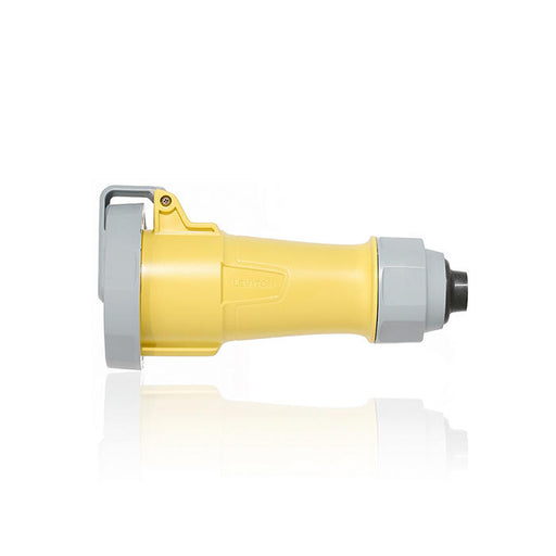 Leviton 20 Amp 125V 2-Pole 3-Wire Pin And Sleeve Connector With Screwless Clamp Assembly NSF Industrial Grade Watertight - Yellow (320C4WLEVA)