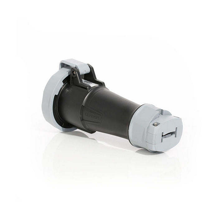 Leviton 20 Amp 347/600V 3-Phase 4-Pole 5-Wire Pin And Sleeve Connector With Screwless Clamp Assembly NSF Industrial Grade Watertight Black (520C5WLEVA)