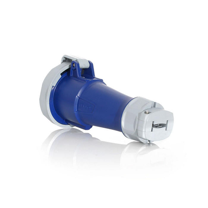 Leviton 20 Amp 120/208V 3-Phase 4-Pole 5-Wire Pin And Sleeve Connector Industrial Grade Watertight - Blue (520C9WLEV)