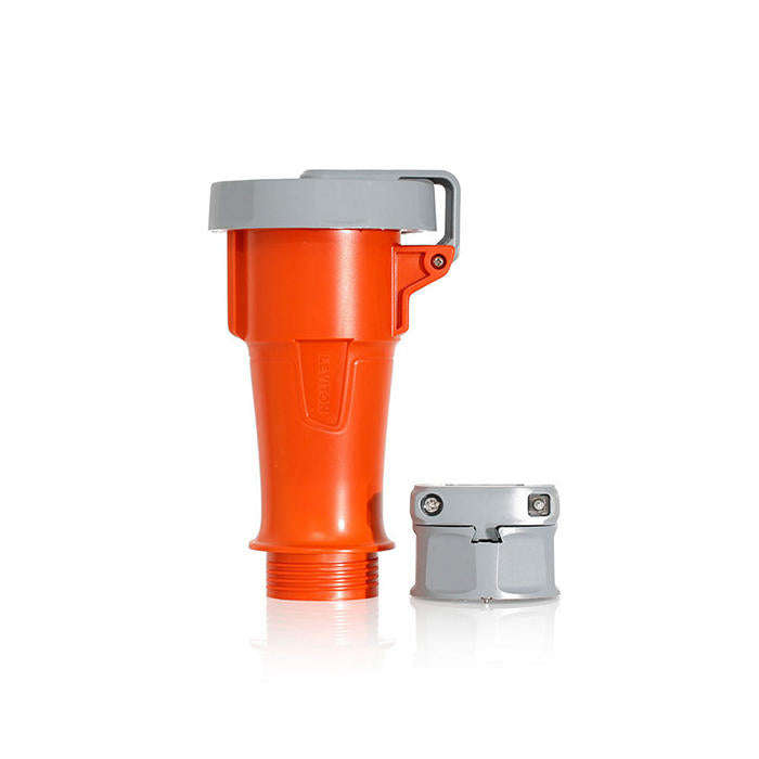 Leviton 20 Amp 125/250V 3-Pole 4-Wire LEV Series North American-Rated Pin And Sleeve Connector Industrial Grade Watertight Orange (420C12WLEV)