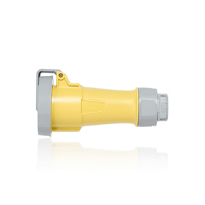 Leviton 20 Amp 125V 2-Pole 3-Wire Pin And Sleeve Connector Industrial Grade Watertight - Yellow (320C4WLEV)