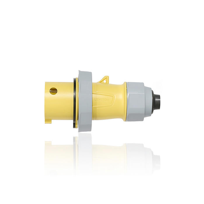 Leviton 20 Amp 125V 2-Pole 3-Wire Pin And Sleeve Plug With Screwless Clamp Assembly NSF Industrial Grade Watertight - Yellow (320P4WLEVA)