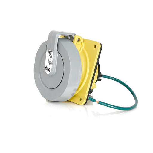 Leviton 20 Amp 125V 2-Pole 3-Wire Pin And Sleeve Receptacle Industrial Grade Watertight - Yellow (320R4WLEV)
