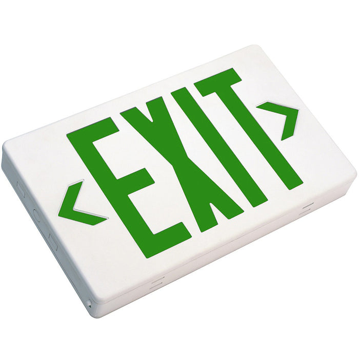TCP LED Exit Sign Green With White Housing AC Only Suitable For Damp Locations 120-277V (22744)
