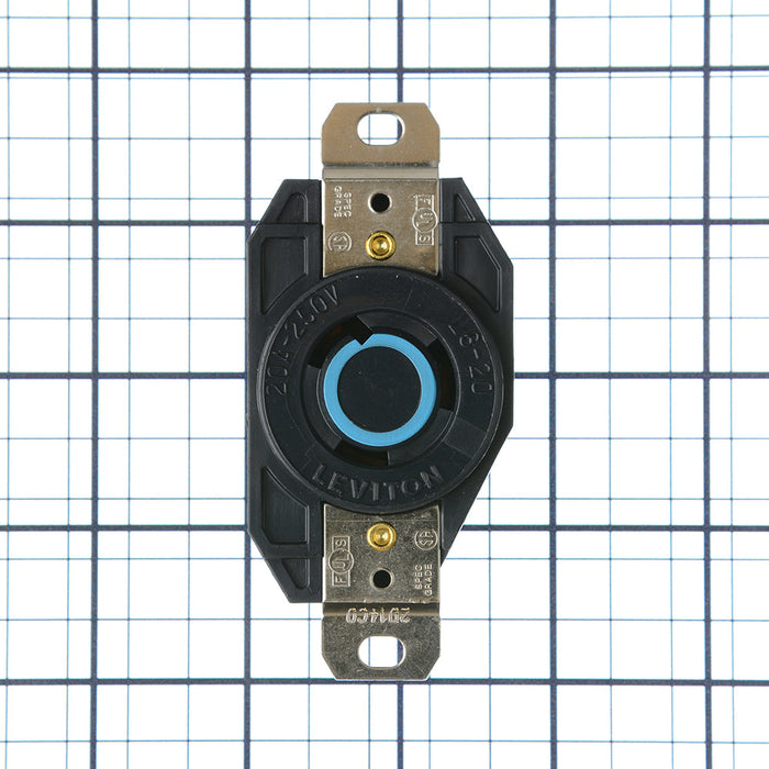 Leviton 20 Amp 250V NEMA L6-20R 2P 3W Flush Mount Locking Receptacle Industrial Grade Grounding V-0-MAX Black (2320)