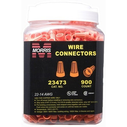 MORRIS P3 Orange Wire Connector Large Jar 900 Pieces (23473)