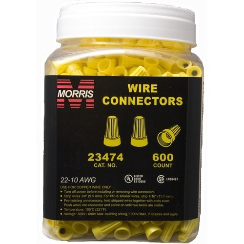 MORRIS P4 Yellow Wire Connector Large Jar 600 Pieces (23474)