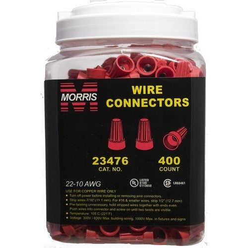 MORRIS P6 Red Wire Connectors Large Jar 400 Pieces (23476)