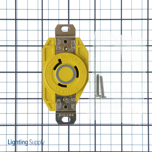 Leviton 20 Amp 277V NEMA L7-20R 2P 3W Flush Mount Locking Receptacle Industrial Grade Grounding Corrosion-Resistant Yellow (23CM-30)