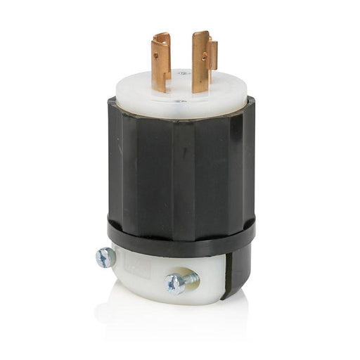 Leviton Black And White Lever Edge 20A 125/250V Locking Plug 3-Pole 4-Wire NEMA L14-20P Grounding Industrial Grade (2411E)
