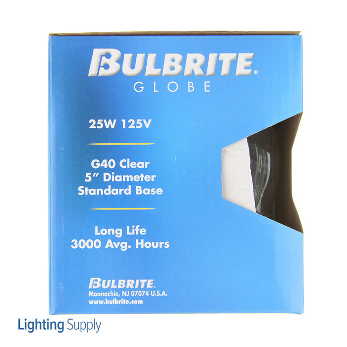 Bulbrite 25G40CL 25W G40 Globe Clear E26 125V 2700K (351025)