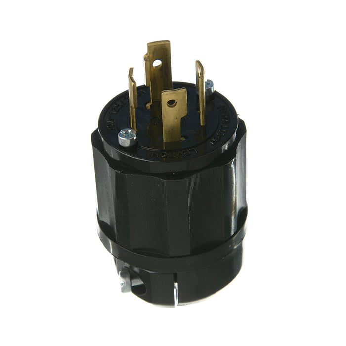 Leviton 30 Amp 125/250V NEMA L14-30P 3P 4W Locking Plug Industrial Grade Grounding All Black (2711-B)