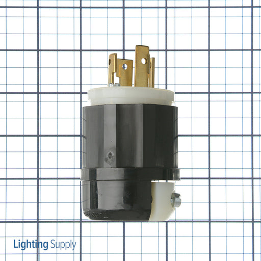 Leviton 30 Amp 250V 3-Phase NEMA L15-30P 3P 4W Locking Plug Industrial Grade Grounding Black-White (2721)