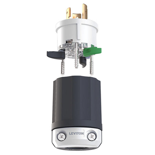 Leviton Black And White Lever Edge 20A 250V Locking Plug 2-Pole 3-Wire NEMA L6-20P Grounding Industrial Grade (2321E)