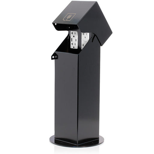 Leviton Power Pedestal Kit 2-Gang 20A GFCI With Type A/C USB Ports Surface Mount Lockable Hinged Top 18 Inch Black (2PH18-2E)