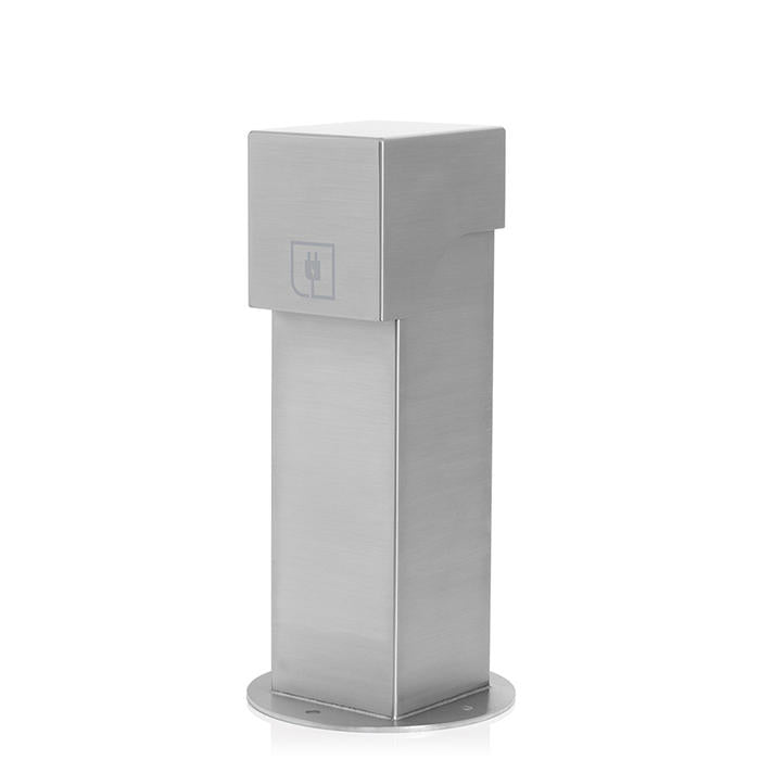 Leviton Power Pedestal Kit 2-Gang 20A GFCI With Type A/C USB Ports Surface Mount Lockable Hinged Top 18 Inch Brushed Stainless Steel (2PH18-2S)