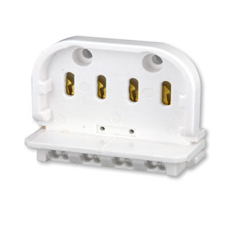 Leviton 2G11 Base 4-Pin Twin Tube Fluorescent Lamp Holder Horizontal Slide-On Straight-In Double Edge QuickWire 18 AWG Solid Or Stranded Tinned White (13452)