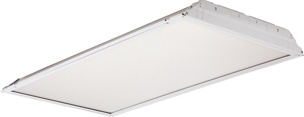 Lithonia General Purpose T8 Lensed Troffer 2 Foot Wide Two Lamps 32W T8 #12 Pattern Acrylic .125 Inch Thick Multi-Volt 120-277V T8 Electronic Ballast (2GT8 2 32 A12125 Multi-Volt GEB10IS)