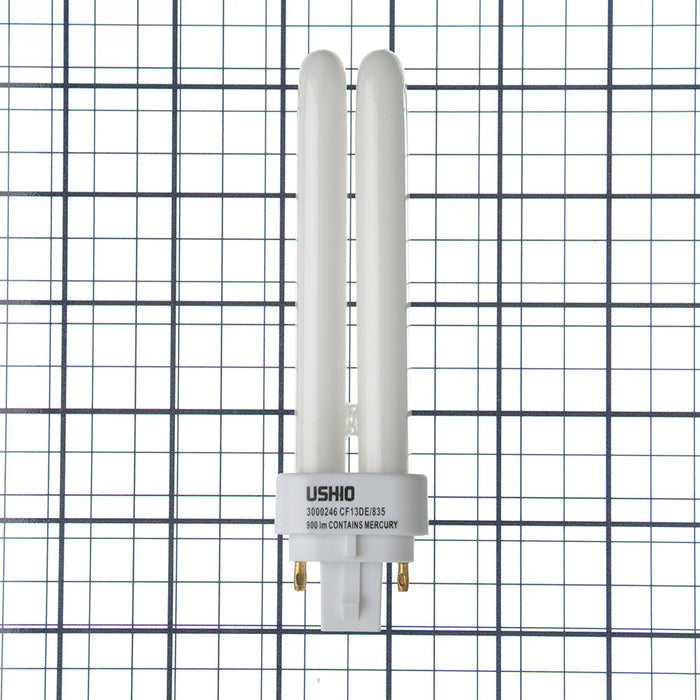 USHIO CF13DE/835 Double Tube Compact Fluorescent T4D 91V 13W G24Q-1 Base Inphos (3000246)