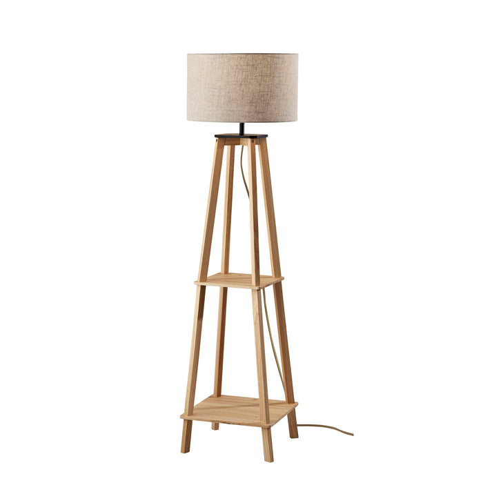 Adesso Kirby Shelf Floor Lamp Natural Wood (3056-12)