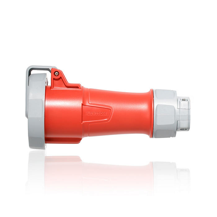 Leviton 30A/32A 200/346V-240/415V 3-Phase 4-Pole 5-Wire LEV Series North American-Rated Pin And Sleeve Connector Industrial Grade Watertight Red (530C6WLEV)