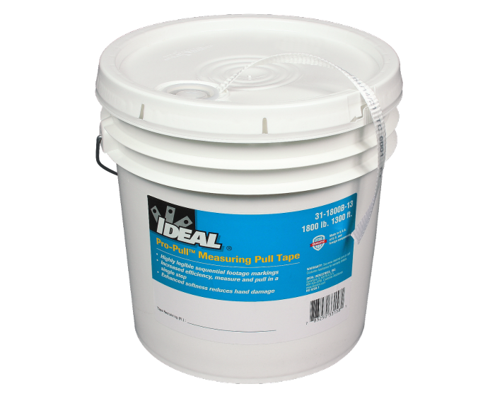 Ideal Pro-Pull Measuring Pull Tape 1800 Pound Tensile Strength 1300 Foot Bucket (31-1800B-13)