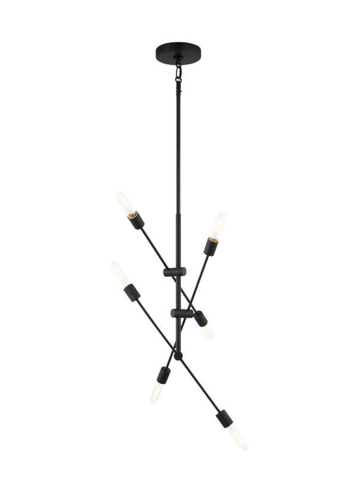 Generation Lighting Axis Six Light Medium Chandelier Midnight Black-Black Cord (3100506-112)
