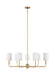 Generation Lighting Foxdale Nine Light Chandelier Satin Brass Clear Silver Cord (3109309-848)